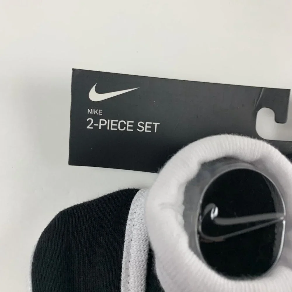 Nike‎ Logo Futura Bib Booties 2Pcs Set 0-6 Month New Born Baby Black Cotton 6243